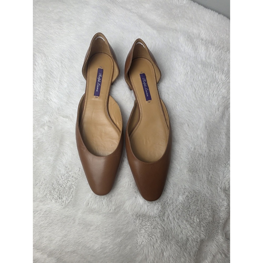 Ralph Lauren Purple Label‎ Tan Leather D'orsay Krissty Flats Size 39